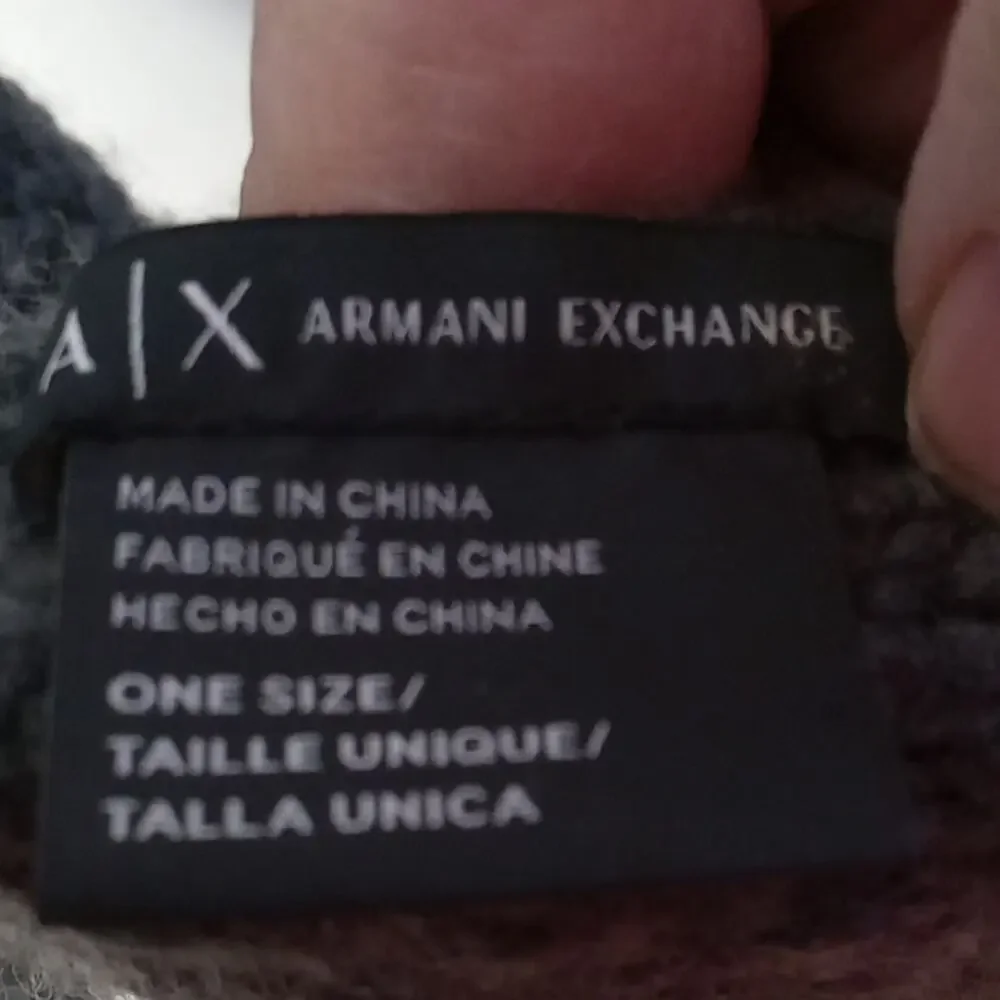 Armani Exchange Women's Knitted Cozy Dark Gray Knit Scarf. Warm